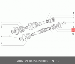 Кольцо ВАЗ-2110 стопорное шестерни вала вторичного КПП АвтоВАЗ 21100230203010 LADA VAZ