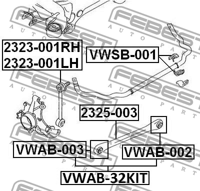 Сайлентблок задн подвески (компл) AUDI Q7 2006- VWAB-32KIT VWAB-32KIT FEBEST