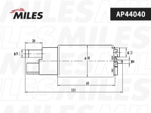 Насос топливный HONDA/HYUNDAI/MAZDA/NISSAN/SUBARU/ 3bar (BOSCH 0580453477) AP440 AP44040 MILES