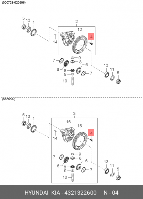 Болт 43213-22600 4321322600 HYUNDAI KIA