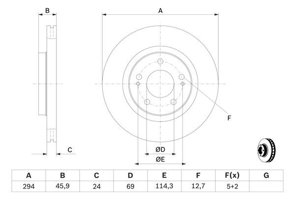 Диск тормозной MITSUBISHI Outlander (03-12) передний (1шт.) BOSCH 0 986 479 372 BOSCH