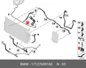 Зажим BMW 3 (F30) жгута проводов OE 17 12 7 609 160 BMW