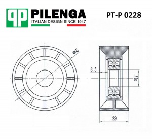 Ролик натяжителя ремня TRANSIT PT-P0228 PTP0228 PILENGA