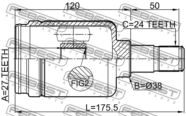 ШРУС внутренний MERCEDES E (W211) правый FEBEST 1611-211RH FEBEST