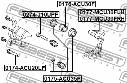 Суппорт передн левый TOYOTA HARRIER 2003.02-2012.07 0177-MCU30FLH 0177-MCU30FLH FEBEST
