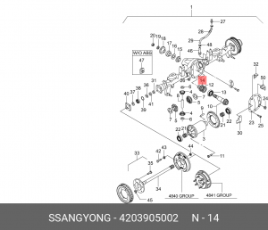 Шайба SSANGYONG Rexton (02-) регулировочная дифференциала (T=0.25) OE 4203905002 SSANG YONG