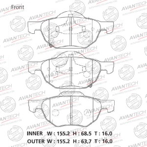 Колодки тормозные дисковые Avantech передние (противоскрипная пластина в компл.) AV1137 AVANTECH