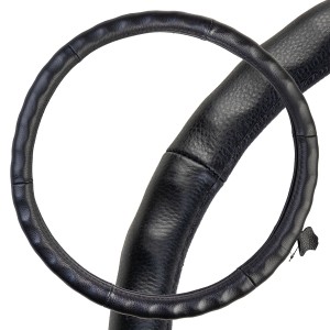 Оплетка руля (XXL) 45-47см черная кожа SKYWAY S01108017 SKYWAY
