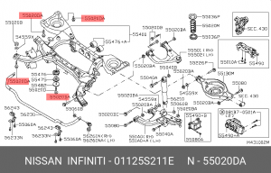 Болт амортизатора 01125-S211E 01125S211E NISSAN