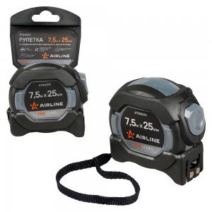 Рулетка 7.5м 25мм двухкомпонентный корпус,двухсторонние шкала и магнит.зацеп,авт ATBQ021 AIRLINE