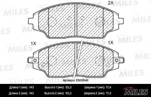 Колодки тормозные передние (Смесь CERAMIC серия PRO) CHEVROLET AVEO 11-/COBALT 1 E500540 MILES