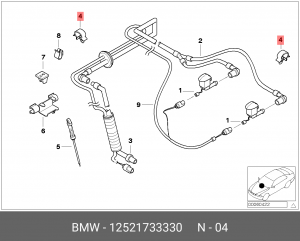 Крепление BMW 5 (E39) трубки омывателя стекла ветрового OE 12 52 1 733 330 BMW