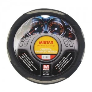 Оплетка руля (M) 37-39см черно-серая MISTAR MIS17STW24GYM MISTAR