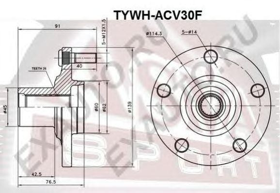 Ступица TOYOTA Camry (01-06) колеса переднего ASVA TYWH-ACV30F ASVA