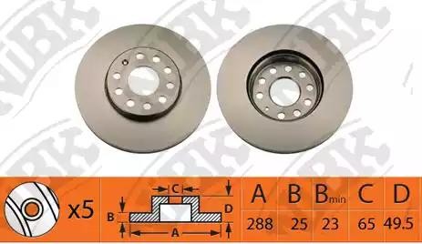 Диск тормозной передний AUDI A3 04/VW CADDY 04/G5/TOURAN 03 RN1374 RN1374 NIBK