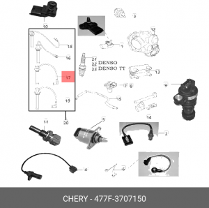 ПРОВОД ВЫСОКОВОЛЬНЫЙ СВЕЧИ 3-ГО ЦИЛИНДРА 477F3707150 477F-3707150 CHERY