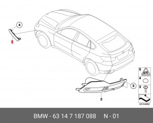 отражатель бампера! правый\ BMW E71 63 14 7 187 088 BMW