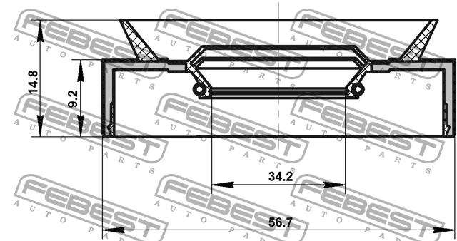 Сальник привода 34.2x56.7x9.2x14.8 JEEP GRAND CHEROKEE 2006-2015 95PBS-36560915C 95PBS-36560915C FEBEST