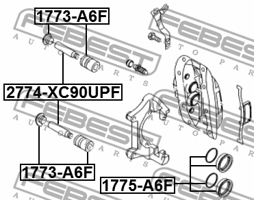 Пыльник направляющей суппорта тормозного переднего комплект 1773-A6F FEBEST