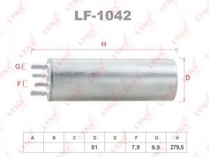 фильтр топливный!\ VW T5/Multivan/Touareg 1.9-2.5TDi R5 03> LF-1042 LYNXAUTO