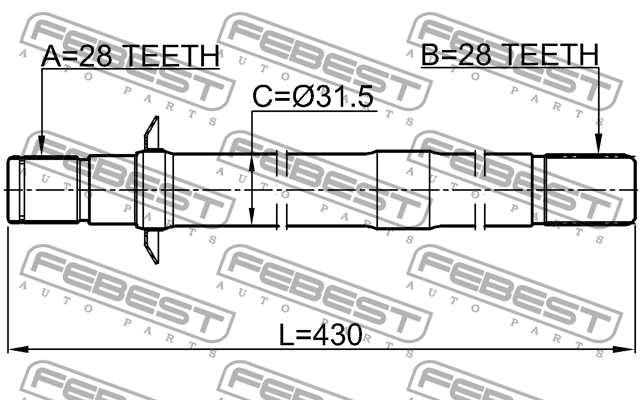 Полуось правая 28X429X28 2212SORRH FEBEST