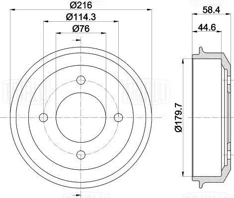 Барабан тормозной d=216 TF 536245 TRIALLI