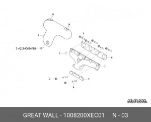 Прокладка выпускного коллектора 1008200XEC01 GREAT WALL