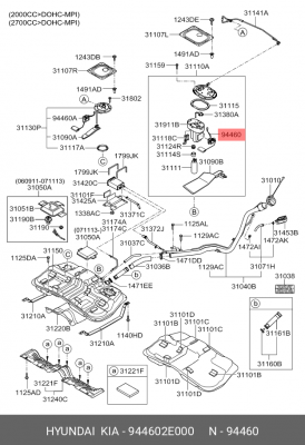 Датчик уровня топлива HYUNDAI Tucson (04-) KIA Sportage (04-) OE 944602E000 HYUNDAI KIA