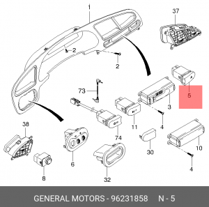 Выключатель кнопка CHEVROLET Lanos аварийной сигнализации OE 96231858 GENERAL MOTORS