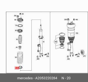 Проставка пружины MERCEDES E (W213) передней нижняя OE A 205 322 02 84 MERCEDES BENZ