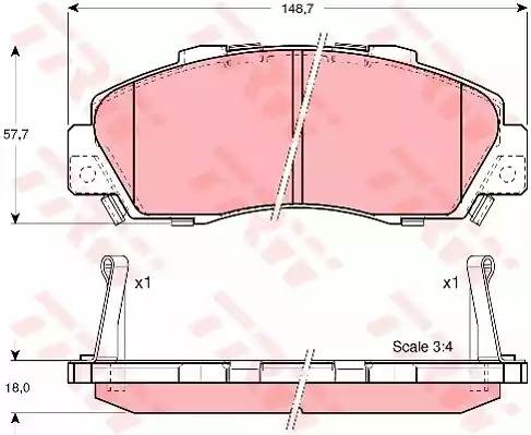 Колодки тормозные HONDA Accord (91-98), CR-V (95-02) передние (4шт.) TRW GDB3177 TRW