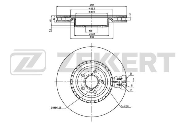Диск торм. перед. Subaru Impreza (GD GG) 00- BS-6361 BS-6361 ZEKKERT