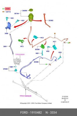 к-кт колец уплотн. трубки ГУР! 4 шт.\ Ford S-Max/ Galaxy 06>/Mondeo 07>/Focus II 1 910 482 FORD