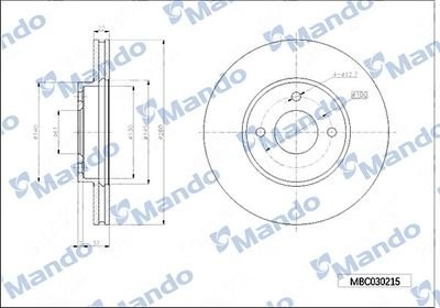 Диск тормозной KIA Sorento (06-) задний (1шт.) MANDO MBC030216 MANDO