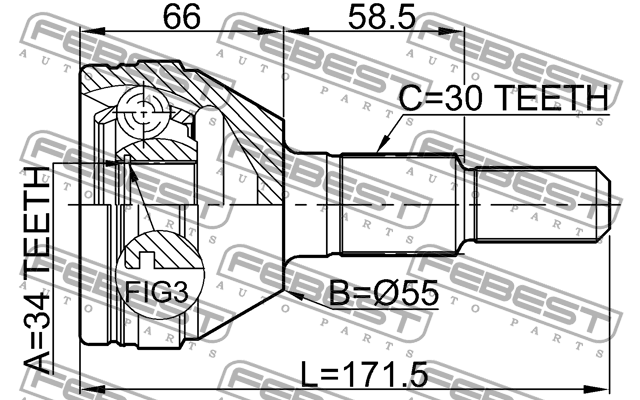 ШРУС внешний CHEVROLET CAPTIVA (C100) 2007- 1010-CAP 1010-CAP FEBEST