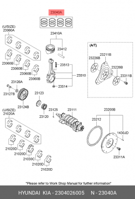 Кольца поршневые HYUNDAI Getz KIA Rio комплект OE 2304026005 HYUNDAI KIA