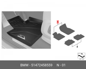 коврики салона передние! всепогодные\ BMW G05/G07 51 47 2 458 559 BMW
