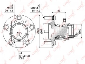 Ступица HYUNDAI ix20 (15-) колеса заднего (АБС) LYNX WH-1381 LYNXAUTO