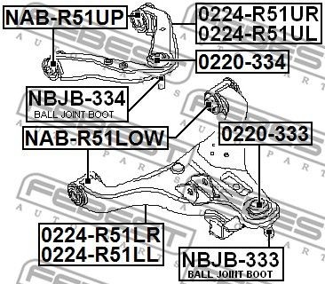 Рычаг подвески 0224-R51UR 0224-R51UR FEBEST