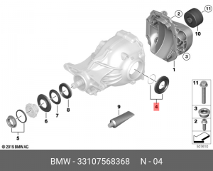 Сальник со стопорным кольцом 33107568368 33 10 7 568 368 BMW