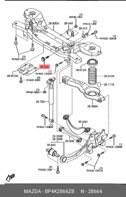 Болт MAZDA 3,5,CX-7 (06-) сход-развальный регулировочный OE BP4K-28-66ZB MAZDA