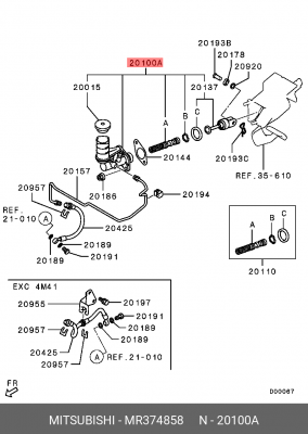 ГЛАВНЫЙ ЦИЛИНДР СЦЕПЛЕНИЯ В СБОРЕ MR374858 MITSUBISHI