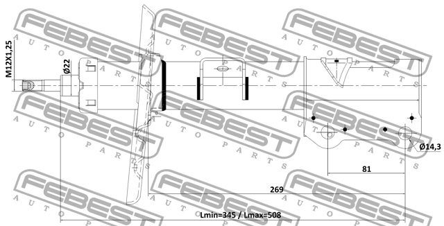 Амортизатор передний левый GAS.TWIN TUBE 02110-014FL FEBEST