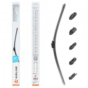 Щетка стеклоочистителя бескаркасная (600 мм) "AIRLINE" SILICONE (5 адаптеров) AWBBS011 AIRLINE