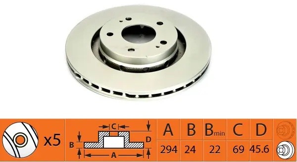 Диск тормозной передний MITSUBISHI OUTLANDER 03/CITROEN C-CROSSER/PEUGEOT 4007 B BR23134T SB NAGAMOCHI
