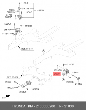 Опора двигателя HYUNDAI Tucson (15-) (2.0 TCI) левая OE 21830D3200 HYUNDAI KIA