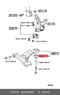 ВТУЛКА  48655-0K080 48655-0K080 TOYOTA