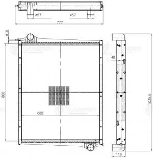 Радиатор SCANIA 4 series (96-) охлаждения двигателя (с рамкой) LUZAR LRC 2807 LUZAR