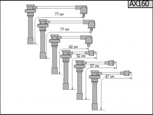 Провод высоковольтный MITSUBISHI Pajero (94-) комплект CARGEN AX160 CARGEN