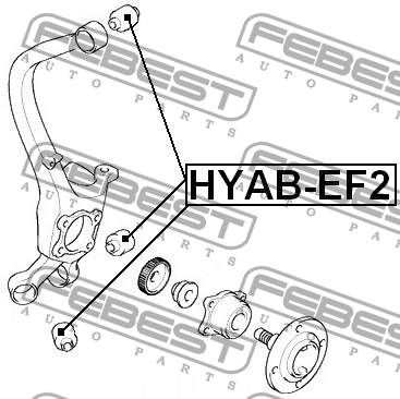 Сайлентблок задн цапфы HYUNDAI XG/XG25/XG30/XG300 1998-2005 HYAB-EF2 HYAB-EF2 FEBEST